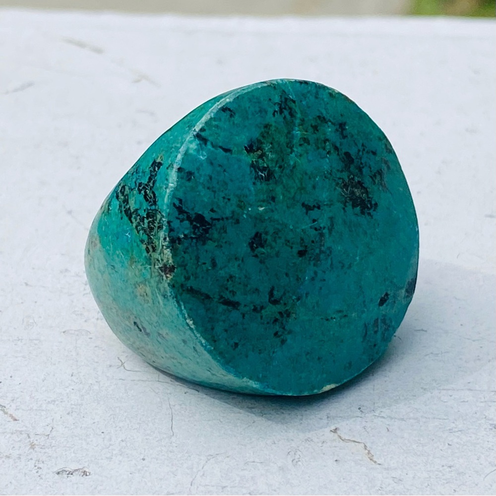 Large Solid Chrysocolla Stone Carved Faceted Wome… - image 1